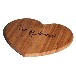 Wooden chopping board in the shape of a heart